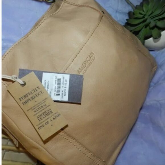 American Leather Genuine Leather Austin Shoulder Bag Cashew🆕⌚📦🏃💨🚚 - Picture 7 of 16